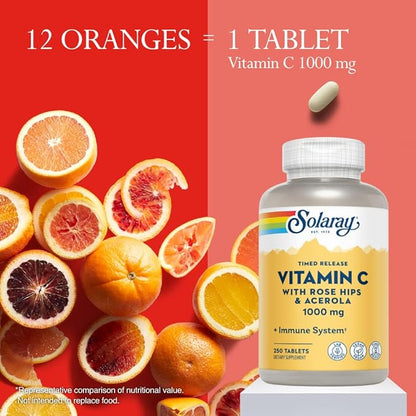 SOLARAY Vitamin C w/Rose Hips & Acerola 1000mg | 250ct