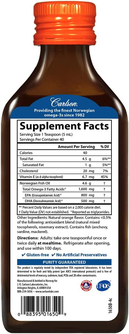 Carlson - The Very Finest Fish 1600 mg Omega-3s, Liquid 6.7 Fl