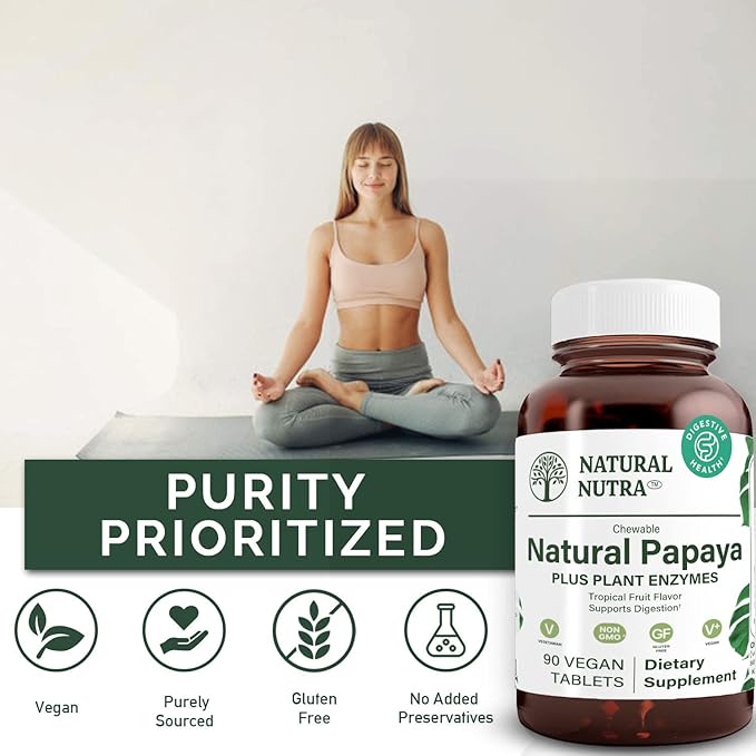 Natural Nutra Papaya Chewable Enzymes 90 Vegan