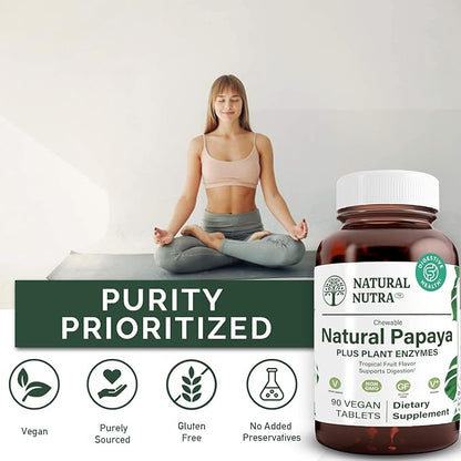 Natural Nutra Papaya Chewable Enzymes 90 Vegan