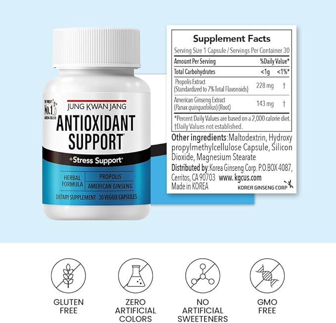 JungKwanJang Antioxidant Support Blend (229mg) and (143mg), 30 30 Capsules