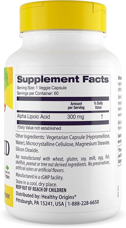 Healthy Origins Alpha Lipoic Acid 300 60 Veggie