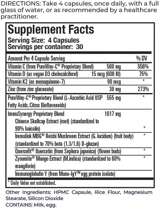 Colostrum-LD ImmuSynergy 10 Capsules - 120 Count-Immune Fortifying Ingredients - Vitamin C, D3, Zinc, Beta Glucan, Quercetin