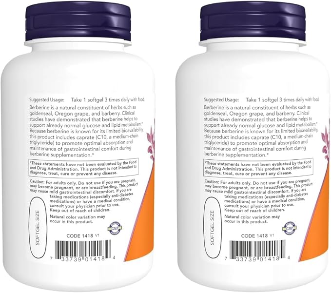 NOW Foods Supplements, Berberine Glucose Support | Combined with MCT Oil for Optimal Berberine Absorption | 90 Softgels - Pack of 2 with Pill Organizer