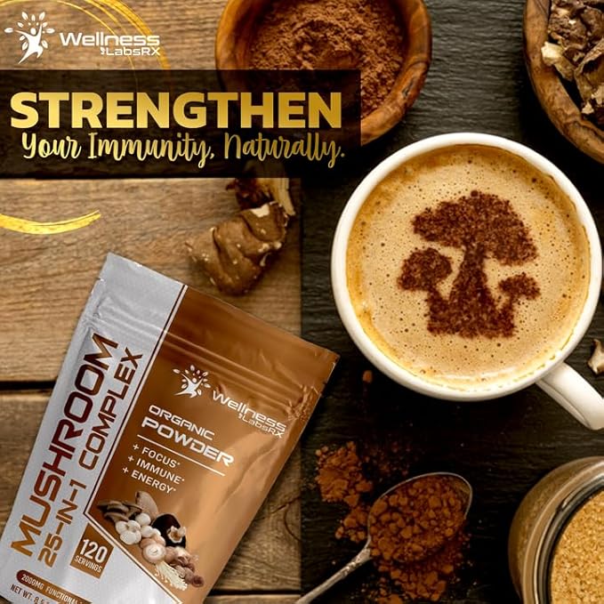 Mushroom Powder, 25 in 1 Mushrooms 2000mg - 25 Superfood 120 Servings