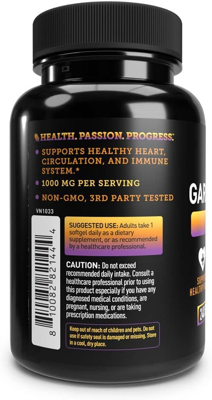 Odorless Garlic Supplement 1,000 mg 3rd Party 200 Capsules
