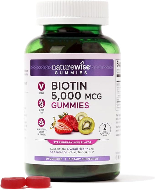 NatureWise Biotin Gummies B7 5000mcg 5000mcg Supports 90 Count[45 Count[45 Day