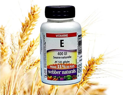Webber Naturals Vitamin E Natural Source 400 IU-120 IU-120 Softgels (2 Bottles)