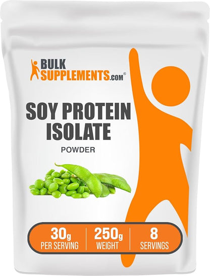BulkSupplements.com Soy Protein Isolate Powder - Vegan Protein Powder, Soy Protein Powder - Unflavored Protein Powder, Gluten Free, 30g per Serving, 250g (8.8 oz) (Pack of 1)