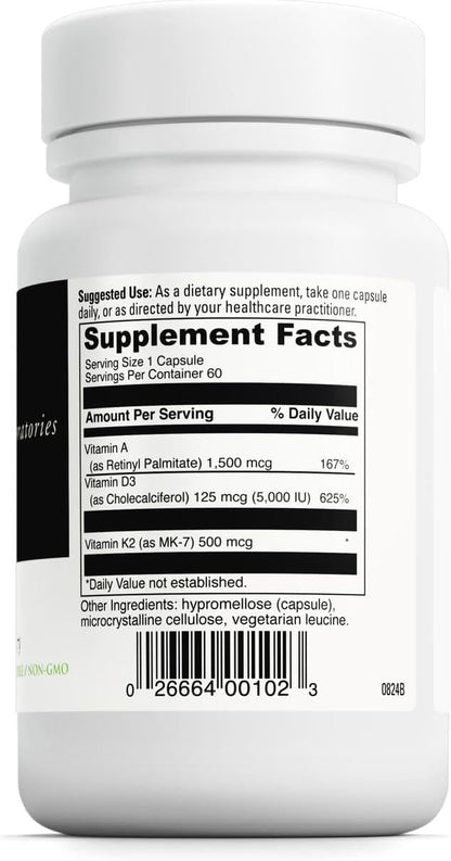 DAVINCI Labs ADK - Helps Support Bone, Heart & Immune Health* - Dietary Supplement with Vitamins A, D3 & K2 (as MK-7) - Vegetarian, Gluten Free & Soy Free - 60 Capsules