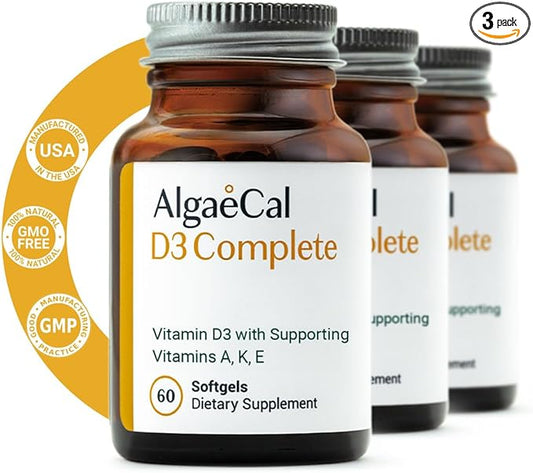 ALGAECAL 4-in-1 Vitamin D3 K2 Complete D3 K2, K2, A, 3 Month