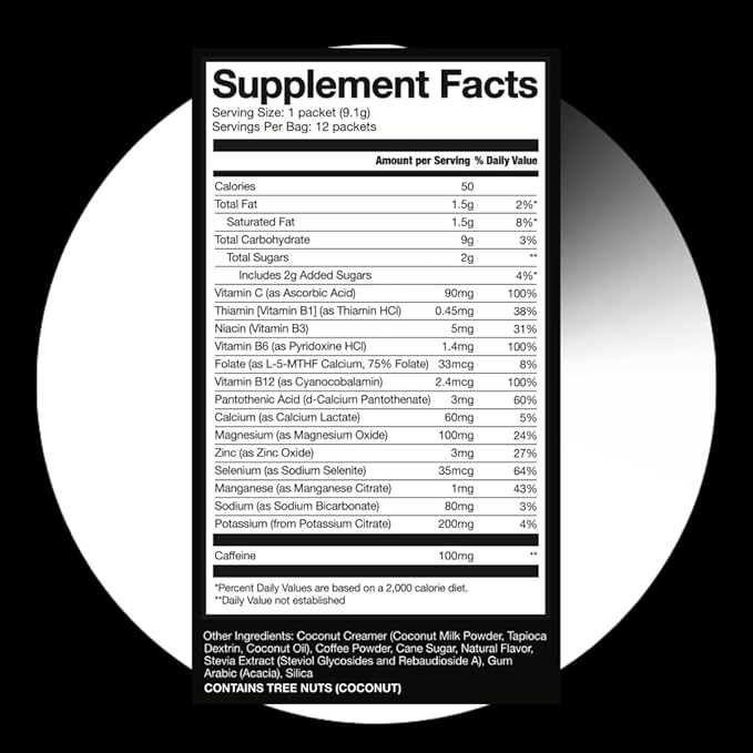 HALO Sport Iced Vanilla Latte - Instant Energy Drink Powder – Healthy Coffee Mix Hydration Electrolytes, Caffeine, Vitamins and Minerals 20 Calories Keto Low Calorie 1 x 12 Sticks, 1.0 grams
