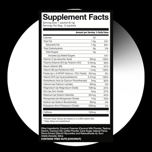 HALO Sport Iced Vanilla Latte - Instant Energy Drink Powder – Healthy Coffee Mix Hydration Electrolytes, Caffeine, Vitamins and Minerals 20 Calories Keto Low Calorie 1 x 12 Sticks, 1.0 grams