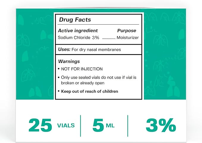 BASE LABORATORIES 3% Saline Solution 3% Concentration 25 Vials 5ml Unit