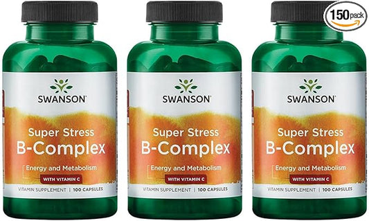 Swanson Vitamin B-Complex w/Vitamin C (100 Capsules) (3 Pack)