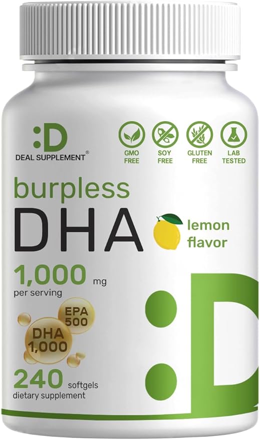 DHA Supplements | 240 Softgels, Burpless, 1000mg + 500mg, Wild