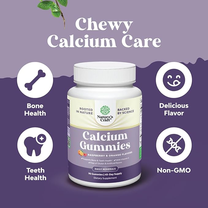 High Absorption Calcium Gummies for Women with Vitamin D3 - Delicious Calcium 500 mg Gummies for Adults - Chewable Calcium and Vitamin D Supplement for Bone Health and Immune Support - 90ct (1 Pack)