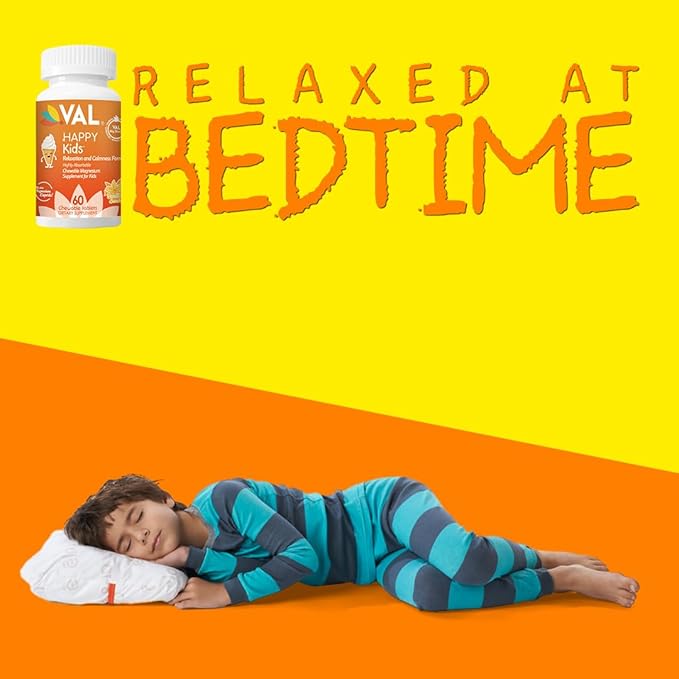 Chewable Magnesium for Kids, Relaxation and Calm Formula, Glycinate, Citrate, Taurate, Vitamin B6, D, C, Natural Vanilla Flavor, Sugar Free, Gluten Free, Non-GMO, 60 Chewable Tablets