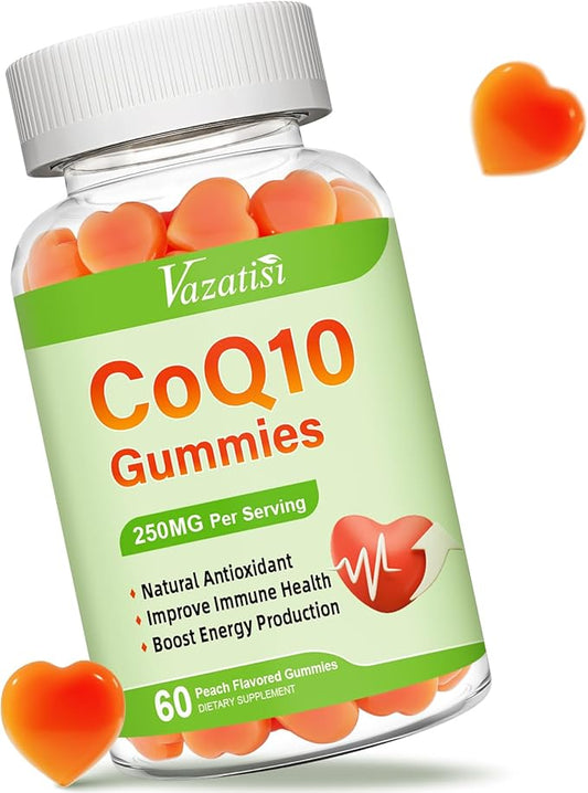 High Absorption CoQ10 Gummies 250mg, Plus Omega-3, Magnesium, B12 for 5X Better Q10 Supplement- 60Cts