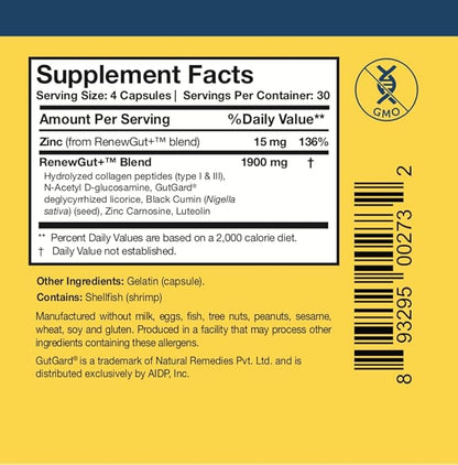 Researched Nutritionals RenewGut+ (120 Capsules)