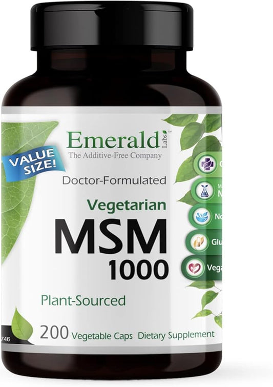 EMERALD LABS MSM 1000mg 200 Vegetable 100-Day Supply)