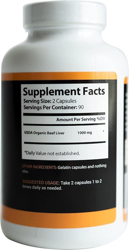 Grass Fed Organic Beef Liver (180 Caps) - Pasture-Raised - Iron, Vitamin A, B Vitamins, Collagen - Promotes Energy, Detoxification, Whole Body Wellness - Ancestral Paleo Living - by Ion Supplements