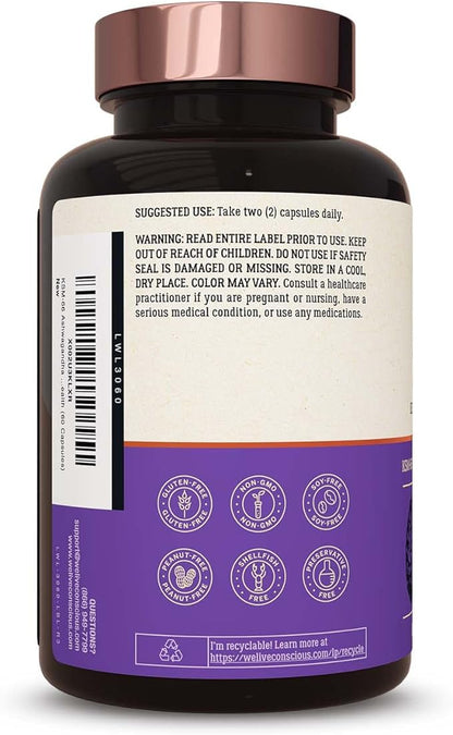 Live Conscious KSM-66 Ashwagandha Supplement w/L Theanine & AlphaWave - ZenWell Everyday Stress Relief, Mood Support, Cognitive, Brain Health - Ashwagandha for Men & Women - 60 Capsules (2-Pack)