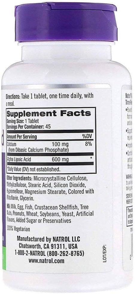 Natrol Alpha Lipoic Acid Time Release 600 mg 45 Tablets