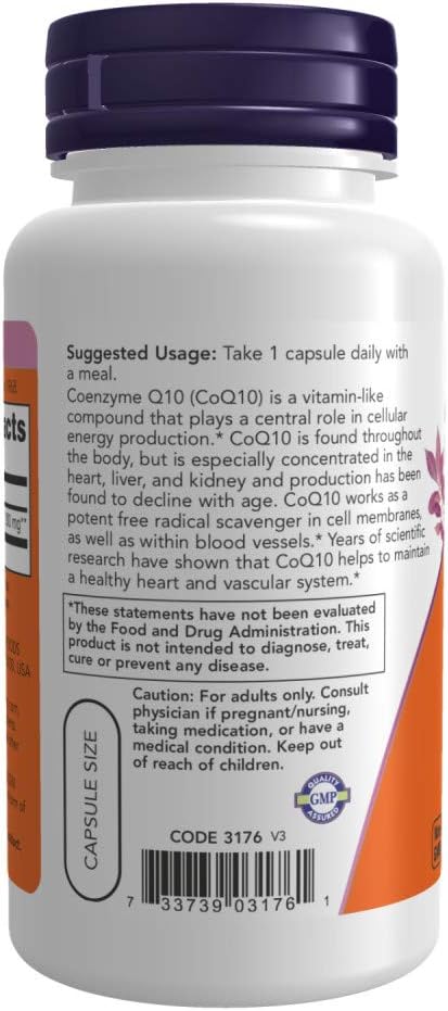 NOW Supplements, CoQ10 (Coenzyme Q10) 200 60 Veg