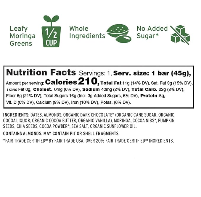 Kuli Kuli Moringa Powder Energy Bars 1.6 Ounce 6 Pack