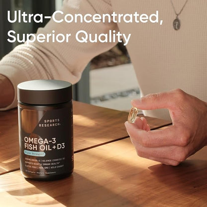 Sports Research Triple Strength 1040mg Omega-3 D3 2500iu 2500iu | 2-in-1 Vitamin 120 Softgels