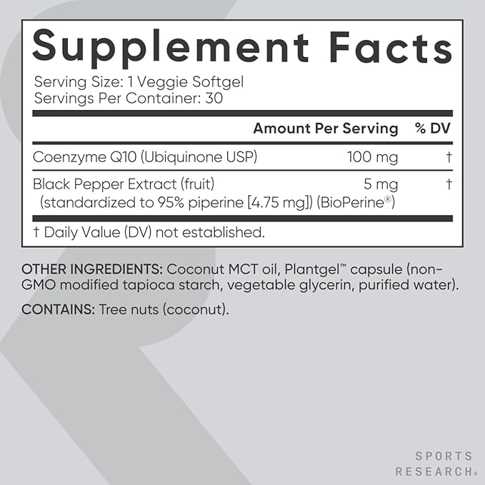 Sports Research Vegan CoQ10 100mg 30 Count