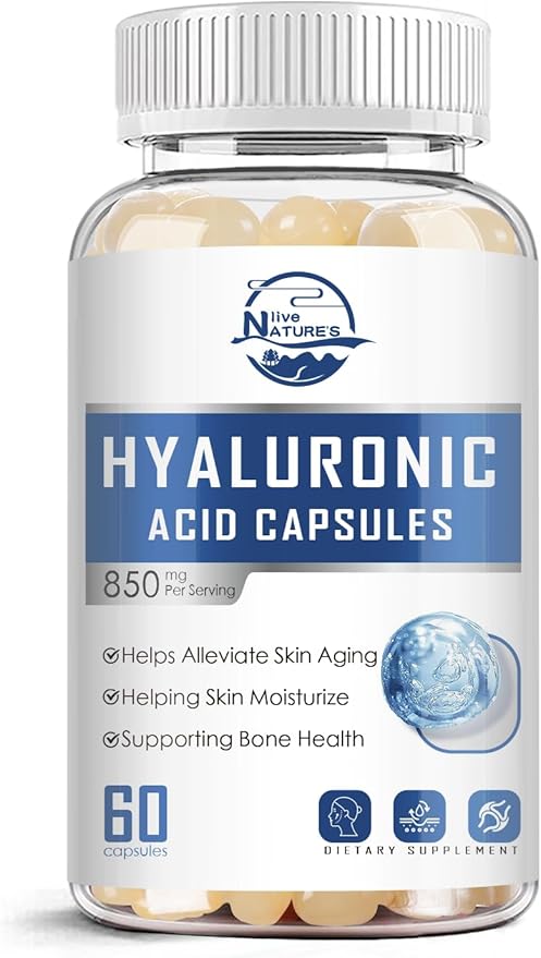 Hyaluronic Acid Supplements, 850mg High Bioavailable Hyaluronic Acid Capsules, Skin Hydration, Hair & Nails Support, 60 Softgels, 1 Pack