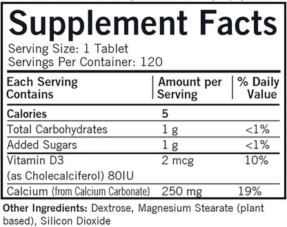 Kirkman - Calcium 250mg with Vitamin D3-120 Tablets - Essential Minerals - Helps Maintain Strong Bones - Hypoallergenic