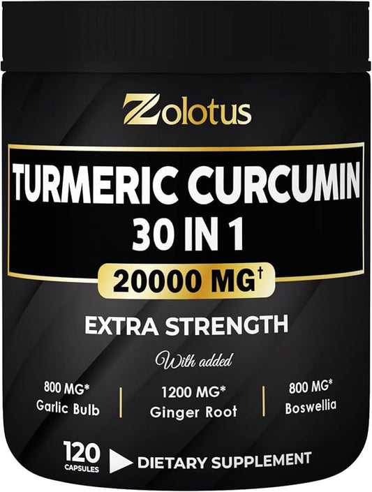 30 in 1 Turmeric Curcumin + 95% Curcuminoids, 20000mg, with 120 Capsules