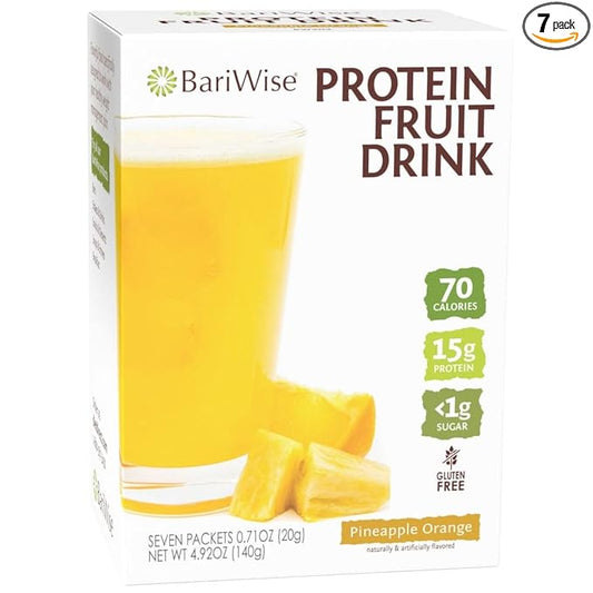BariWise Protein Fruit Drink, Pineapple Orange, Low Sugar, Gluten Free, Keto Friendly & Low Carb (7ct)