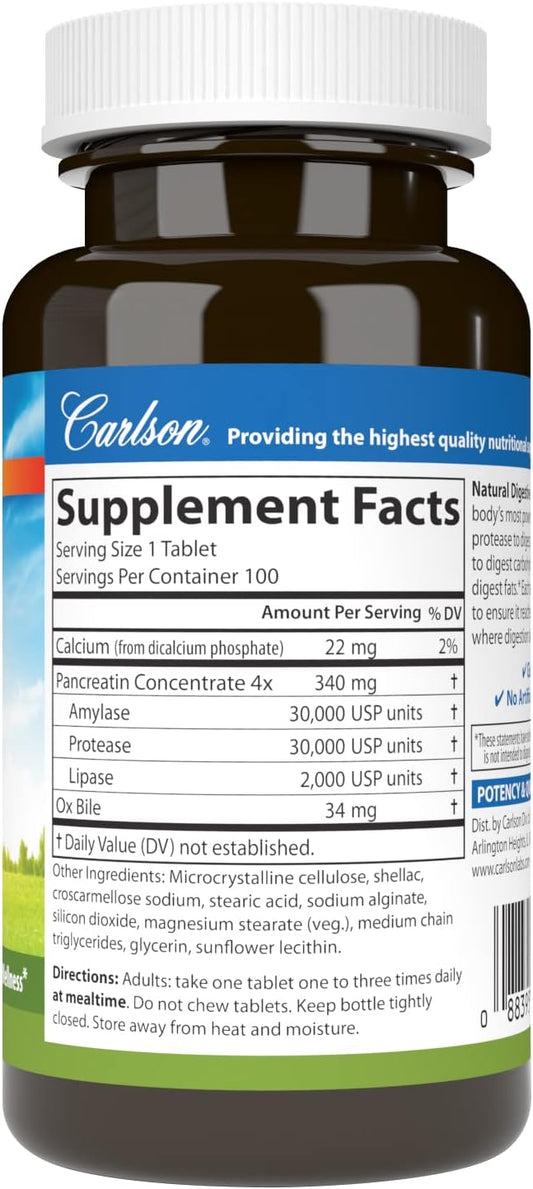 Carlson - Natural Digestive Enzymes, Digestive #34 with 100 Tablets
