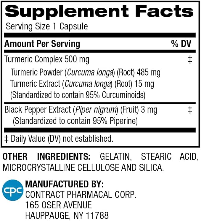 Earth's Splendor Turmeric Complex 500mg 90 Capsules 1.5 Month