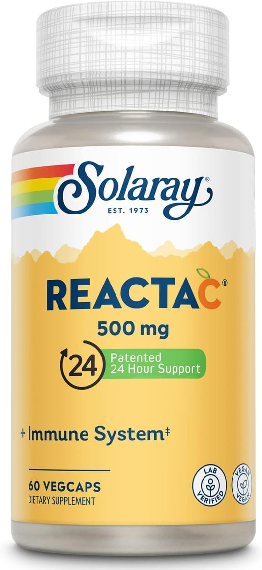SOLARAY Reacta-C with Vitamin C 500mg 200mg Bioflavonoid 24 Hour 60 Capsules, 60 Servings