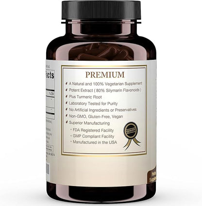 Milk Thistle Extract (80% Silymarin Flavonoids) 120 Capsules