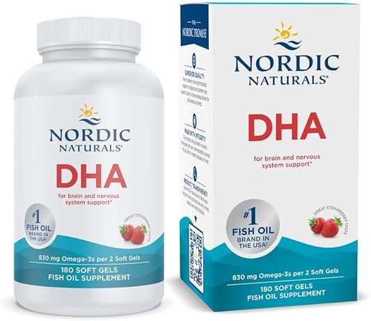 Nordic Naturals DHA, Strawberry 180 Soft 830 mg Omega-3 - 90 Servings