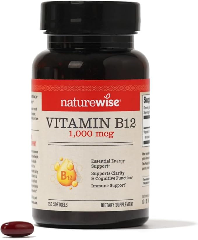 NatureWise High-Potency 1000mg Omega 3 600mg 400mg DHA 180ct & 1000mcg Vitamin B12 150 150 Softgels
