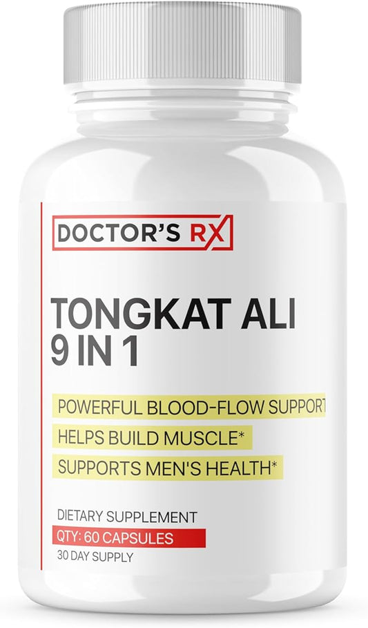 Doctor's RX || #1 New 9 in 1 Tongkat Ali + Horny Goat Weed || Maximize Blood Flow, Increase Mood & Stamina | Ultra Dosed Formula w/ 9 Powerful Ingredients | Research Backed + USA Made - 60 Capsules