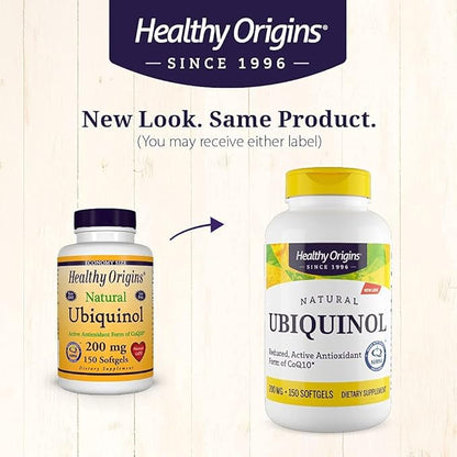 Healthy Origins Ubiquinol (Active form of CoQ10), 200 200 mg CoQ10 - 150 Softgels