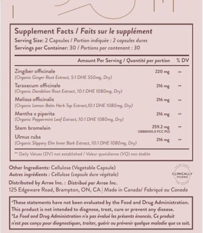Arrae Fast-Acting Bloating Relief Digestive Enzymes, All Natural Bloat, Gas & Indigestion Relief Capsules, 60 Count