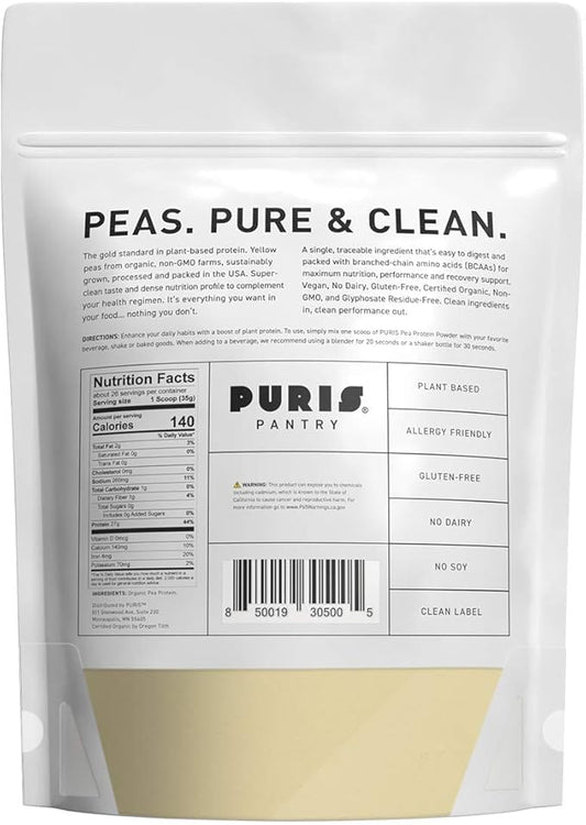 PURIS® Organic Pea Protein Powder, 100% 2 LB