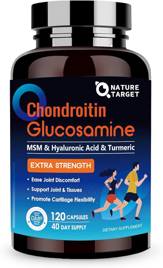 NATURE TARGET Glucosamine Chondroitin MSM, Joint Health,120 Capsules, 40 Servings