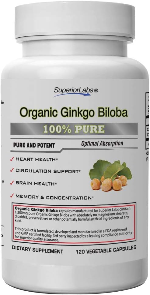 Superior Labs - Organic Ginkgo Biloba 1200mg, 120 120 Vegetable