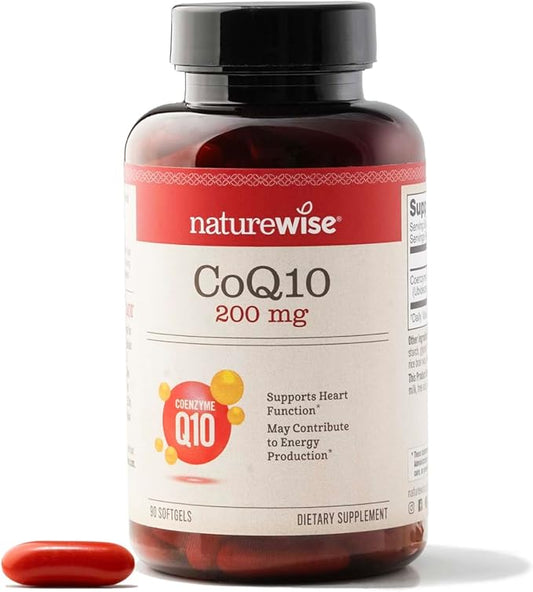 NatureWise CoQ10 200mg Softgels, High Potency CoQ10 200mg 200mg Ubiquinone Q10 Supplements 90 Softgels[3-Month Softgels[3-Month Supply]