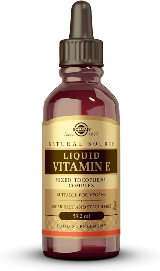 SOLGAR Liquid Vitamin E (with Dropper) - 2 fl oz - Mixed Tocopherol Complex - Non-GMO, Vegan, Gluten Free, Dairy Free, Kosher - 118 Servings